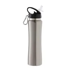 Smith & Nobel Double Wall Stainless Steel Straw Bottle Silver 500mL