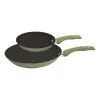 Smith & Nobel Enhance Twin Pack Aluminium Frypans Olive Green