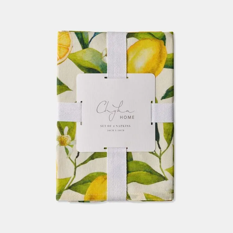 Chyka Home Lemon Set Of 4 Napkins 50 X 50 Cm 2 Chyka Home Lemon Set Of 4 Napkins 50 X 50 Cm - Image 2