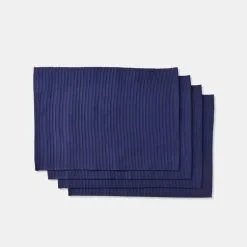 Shaynna Blaze Shayanna Blaze Esperance Cotton Rib Placemats Set Of 4 Navy