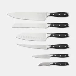 Smith & Nobel Black Gourmet 7 Piece Knife Block