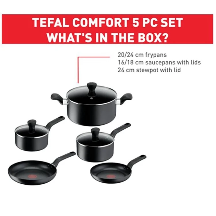 Tefal Comfort 5-Piece Hard Anodised Cookset 3 Tefal Comfort 5-Piece Hard Anodised Cookset - Image 3