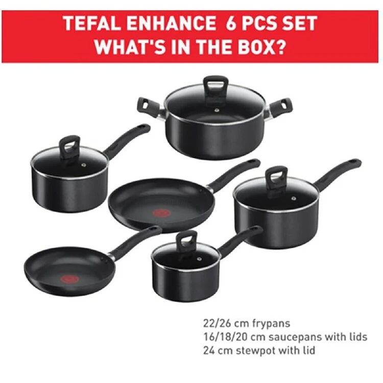 Tefal Enhance Induction Non-Stick 6 Piece Cook Set 1 Tefal Enhance Induction Non-Stick 6 Piece Cook Set