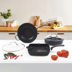 Tefal Premium Specialty Hard Anodised Induction Chef Pan With Lid 30 Cm