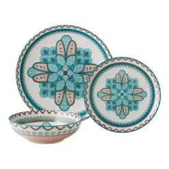 Casa Domani Pelagie Dinner Set 12 Piece Teal/Terracotta -Kitchen Accessories Shop BP648036 nc
