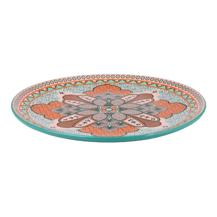 Casa Domani Pelagie Round Serving Platter 37 Cm Teal/Terracotta 1 Casa Domani Pelagie Round Serving Platter 37 Cm Teal/Terracotta