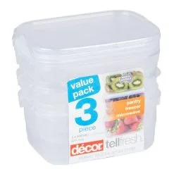 Decor Décor Tellfresh 3-Piece Plastic Oblong Food Storage Container Set 500mL
