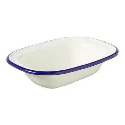 Wiltshire Enamel Oblong Pie Dish 200mL Blue Rim
