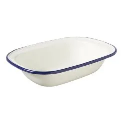 Wiltshire Enamel Oblong Pie Dish 400mL Blue Rim