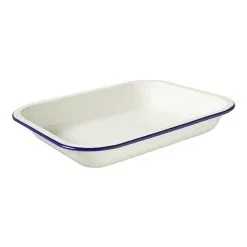 Wiltshire Enamel Oblong Pie Dish 1.5L Blue Rim