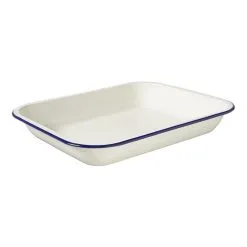 Wiltshire Enamel Oblong Baking Dish 2.5L Blue Rim