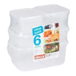 Decor Décor Tellfresh Plastic Oblong Food Storage Container Set 6 Pack