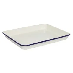 Wiltshire Enamel Bake Tray 800mL / 26.5cm Blue Rim