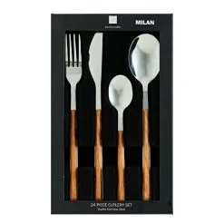 Smith & Nobel Milan 24-Piece Cutlery Set Wood/Silver