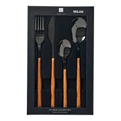 Smith & Nobel Milan 24-Piece Cutlery Set Walnut/Black