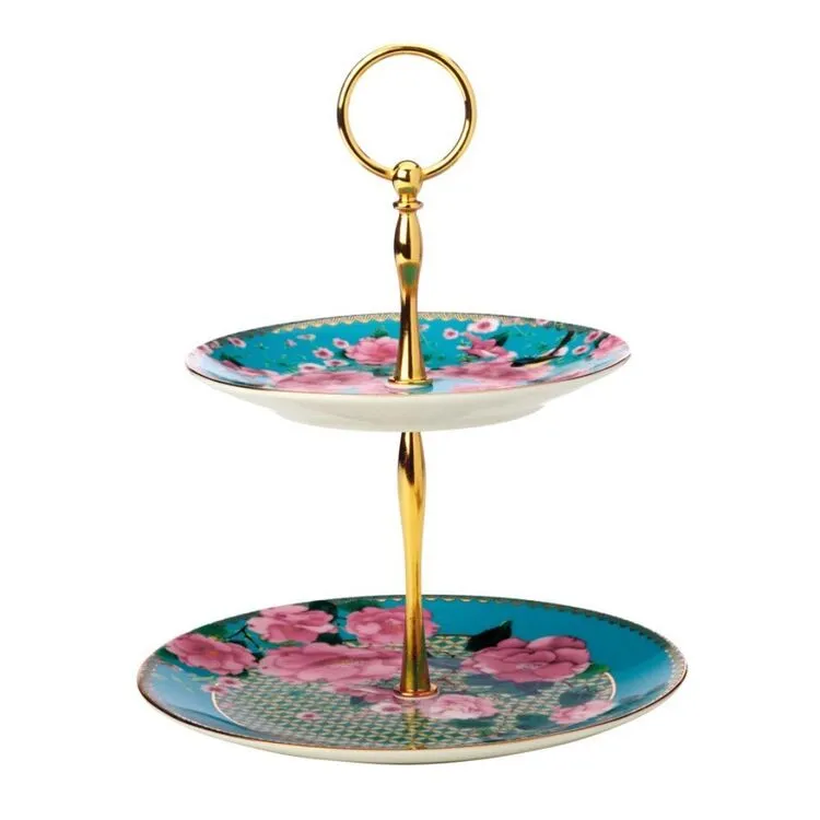 Maxwell & Williams T+C Silk Road 2-Tiered Cake Stand Aqua 1 Maxwell & Williams T+C Silk Road 2-Tiered Cake Stand Aqua
