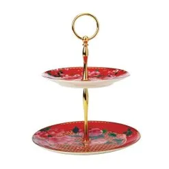 Maxwell & Williams T+C Silk Road 2-Tiered Cake Stand Red