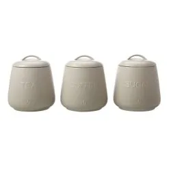 Casa Domani Moderna Canister Set Of 3 Gift Boxed 600mL Taupe