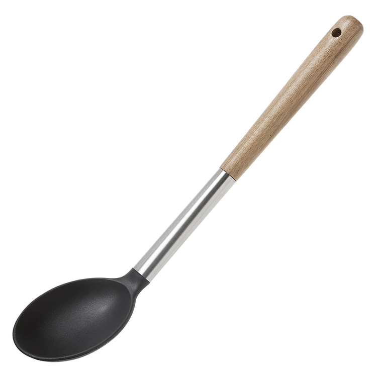 S&N By Miguel Maestre Acacia Stainless Steel Silicone Solid Spoon 1 S&N By Miguel Maestre Acacia Stainless Steel Silicone Solid Spoon