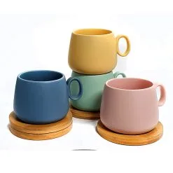 Coffee Culture Matte Colour 250mL Coffee And Tea Cup With Coasters