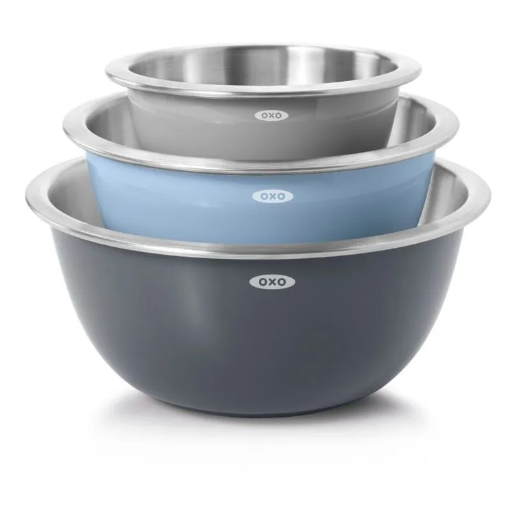 OXO Good Grips 3-Piece Stainless Steel Insulated Mixing Bowl Set 2 OXO Good Grips 3-Piece Stainless Steel Insulated Mixing Bowl Set - Image 2