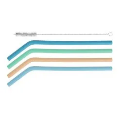 Avanti Silicone Straws With Cleaning Brush Set Of 4
